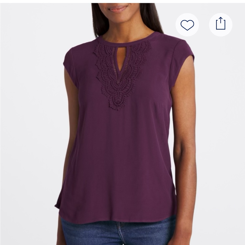 Daniel Rainn, Quin cap sleeve mixed material top- purple